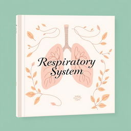 An aesthetic book cover for a book about the respiratory system, featuring a visually appealing design with soft pastel colors and intricate illustrations of the lungs and airways