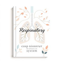 An aesthetic book cover for a book about the respiratory system, featuring a visually appealing design with soft pastel colors and intricate illustrations of the lungs and airways