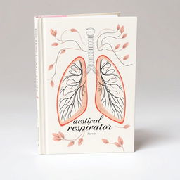 An aesthetic book cover for a book about the respiratory system, featuring a visually appealing design with soft pastel colors and intricate illustrations of the lungs and airways