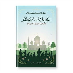 A beautifully designed book cover for a title about 'Menghadirkan Sholat dan Dzikir dalam Kehidupan'