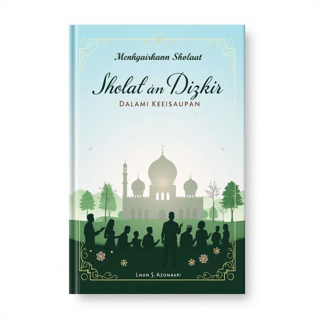 A beautifully designed book cover for a title about 'Menghadirkan Sholat dan Dzikir dalam Kehidupan'