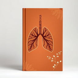 An aesthetic book cover design focusing on the respiratory system, featuring a rich brown color palette with warm tones