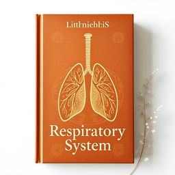 An aesthetic book cover design focusing on the respiratory system, featuring a rich brown color palette with warm tones