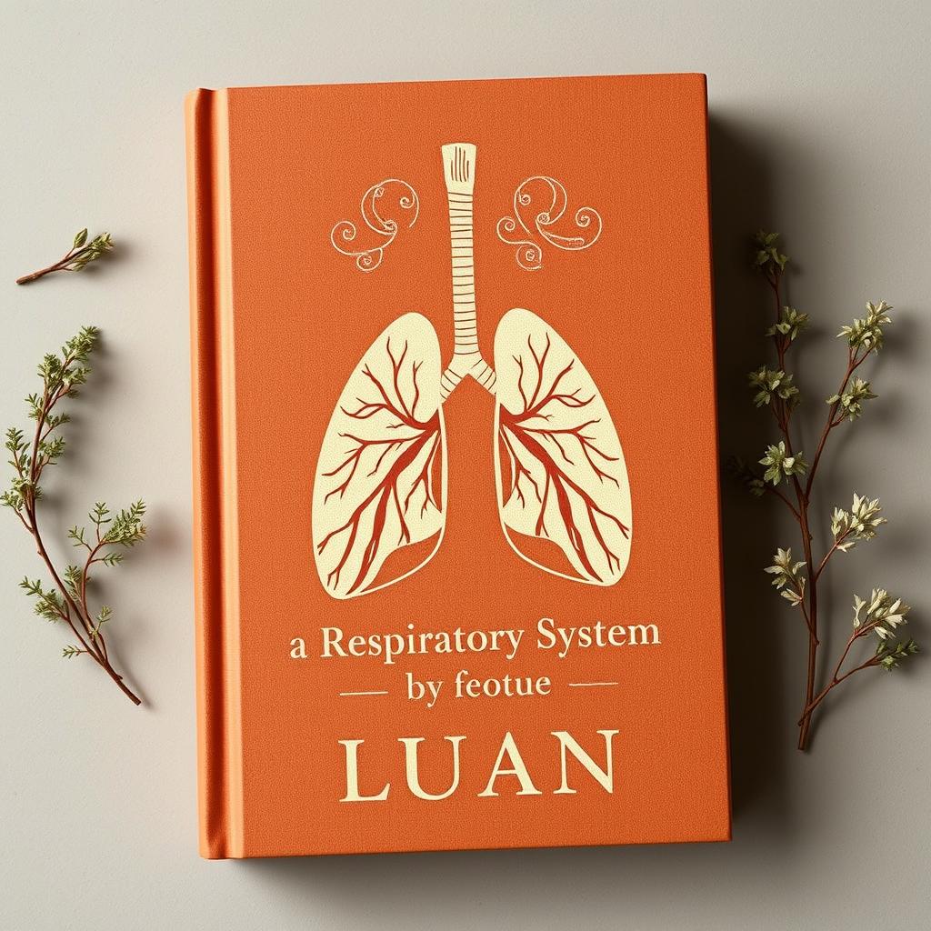 An aesthetic book cover design focusing on the respiratory system, featuring a rich brown color palette with warm tones