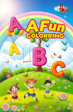 A vibrant playground scene as the cover for 'ABC Fun Coloring'