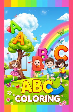 A vibrant playground scene as the cover for 'ABC Fun Coloring'