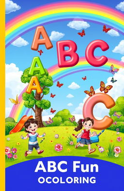 A vibrant playground scene as the cover for 'ABC Fun Coloring'