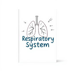 A simple and clear book cover design illustrating the respiratory system, featuring a hand-drawn style depiction of the lungs at the center