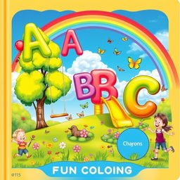 A vibrant playground scene as the cover for 'ABC Fun Coloring'