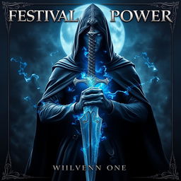 Book cover for 'FESTIVAL OF POWER KNIGHT WITHIN ONE': Set against a dark and mysterious world, a powerful warlock swordsman stands proudly, facing east