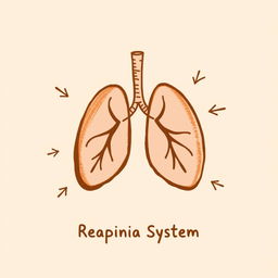 A simple and charming book cover design illustrating the respiratory system, crafted with a brown color theme