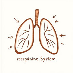 A simple and charming book cover design illustrating the respiratory system, crafted with a brown color theme