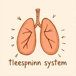 A simple and charming book cover design illustrating the respiratory system, crafted with a brown color theme