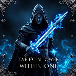 Book cover for 'FESTIVAL OF POWER KNIGHT WITHIN ONE': The setting is a dark, captivating world, featuring a powerful warlock swordsman standing with confidence, facing east