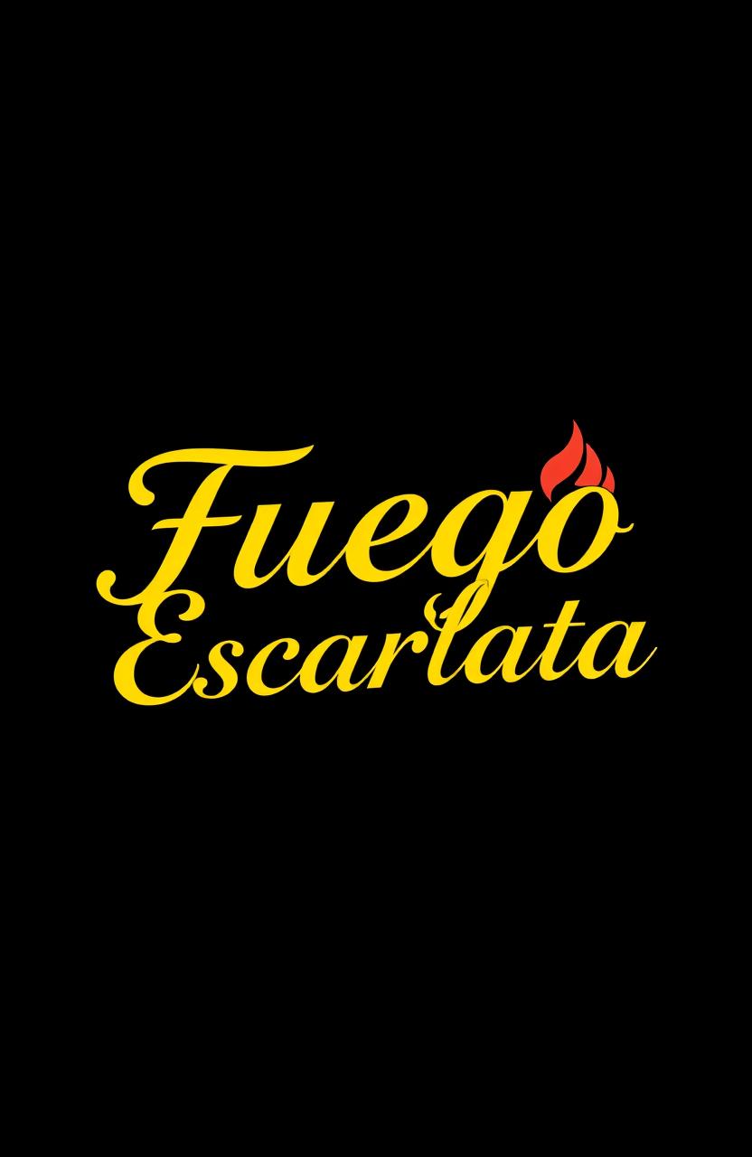 The words 'Fuego Escarlata' in elegant, beautiful cursive font, prominently displayed