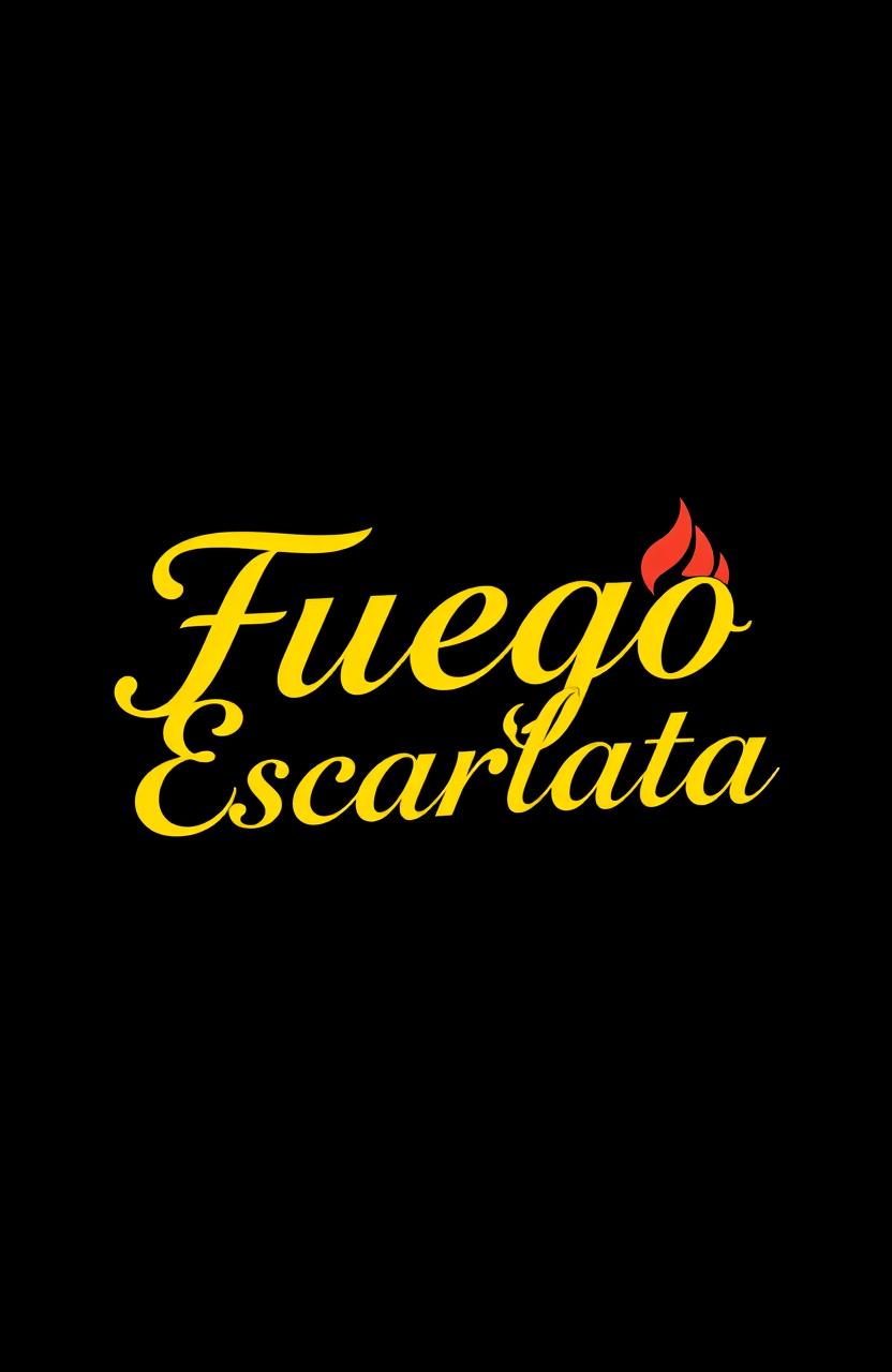 The words 'Fuego Escarlata' in elegant, beautiful cursive font, prominently displayed