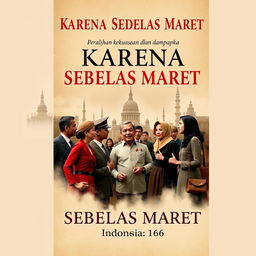 A captivating novel cover for 'Karena Sebelas Maret: Peralihan Kekuasaan dan Dampaknya pada Indonesia 1966'