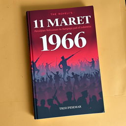 A book cover for the novel titled '11 Maret 1966: Peralihan Kekuasaan dan Dampaknya pada Indonesia'