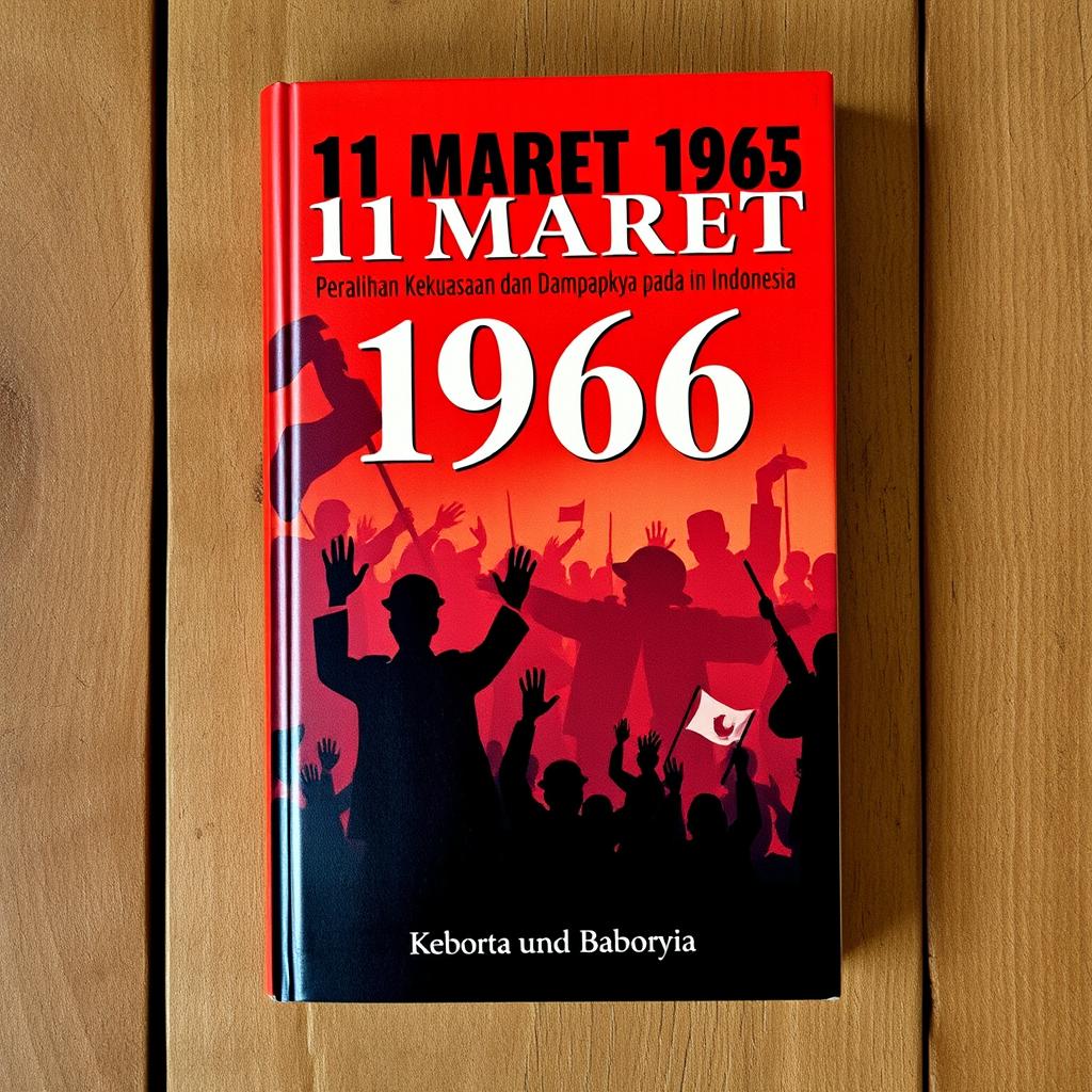 A book cover for the novel titled '11 Maret 1966: Peralihan Kekuasaan dan Dampaknya pada Indonesia'