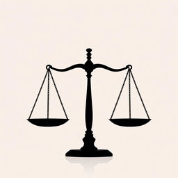 A silhouette of a balance scale symbolizing justice, featuring a sleek and minimalist design