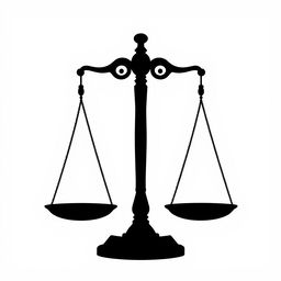 A silhouette of a balance scale symbolizing justice, featuring a sleek and minimalist design