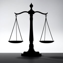 A silhouette of a balance scale symbolizing justice, featuring a sleek and minimalist design