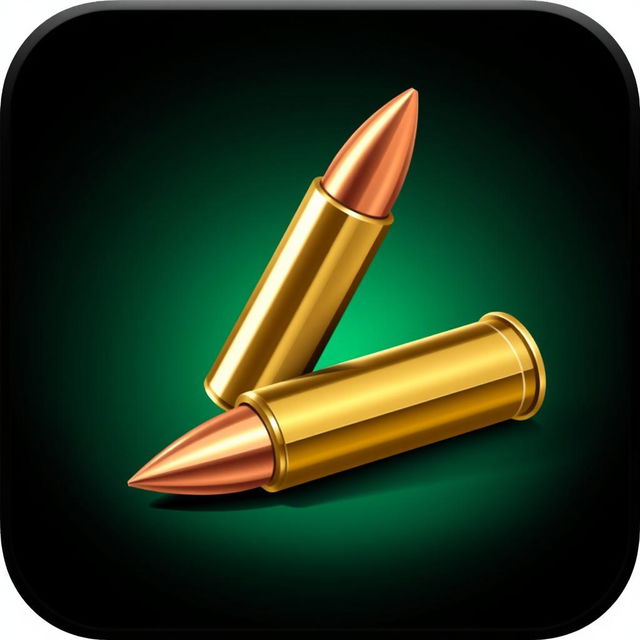 A detailed and stylized icon representing ammunition, featuring a brass bullet casing and a visible lead tip