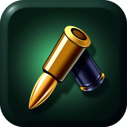 A detailed and stylized icon representing ammunition, featuring a brass bullet casing and a visible lead tip