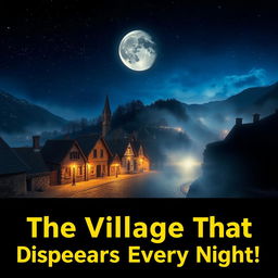 A captivating YouTube thumbnail featuring a mystical village that vanishes every night