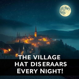 A captivating YouTube thumbnail featuring a mystical village that vanishes every night