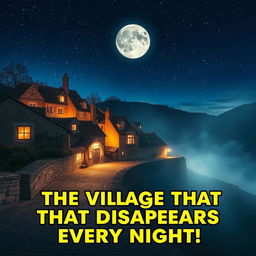 A captivating YouTube thumbnail featuring a mystical village that vanishes every night