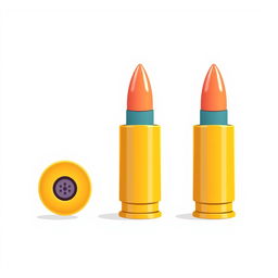 A 2D illustration of three bullets aligned in a row, showcasing a simple and flat design