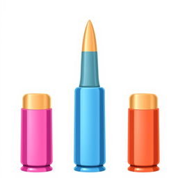 A 2D illustration of three bullets aligned in a row, showcasing a simple and flat design