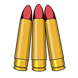 A 2D illustration of three bullets aligned in a row, showcasing a simple and flat design