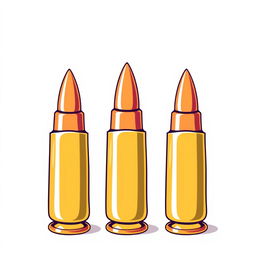 A 2D illustration of three bullets arranged in a row, all pointing upward