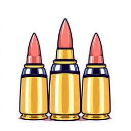 A 2D illustration of three bullets arranged in a row, all pointing upward