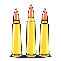 A 2D illustration of three bullets arranged in a row, all pointing upward