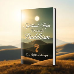 A serene and visually striking book cover design titled 'Spiritual Steps Towards Buddhism'