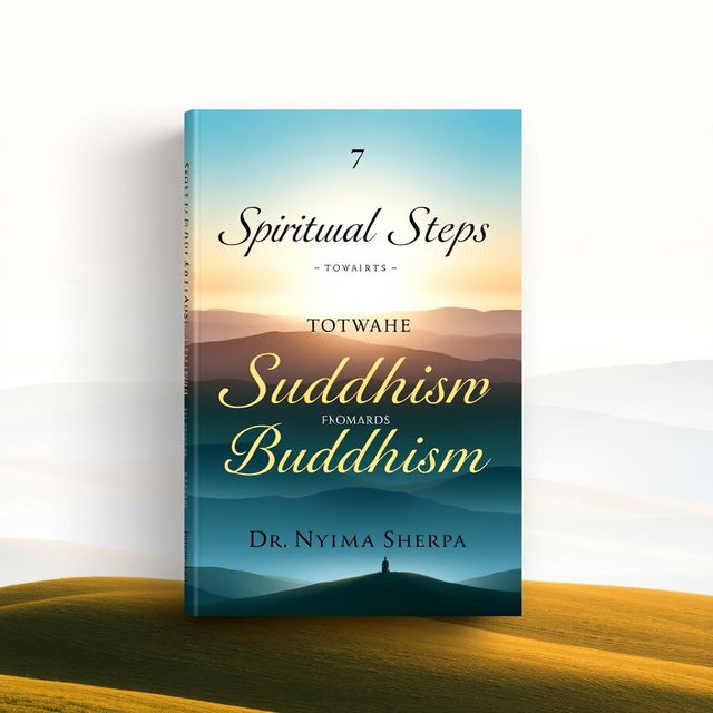 A serene and visually striking book cover design titled 'Spiritual Steps Towards Buddhism'