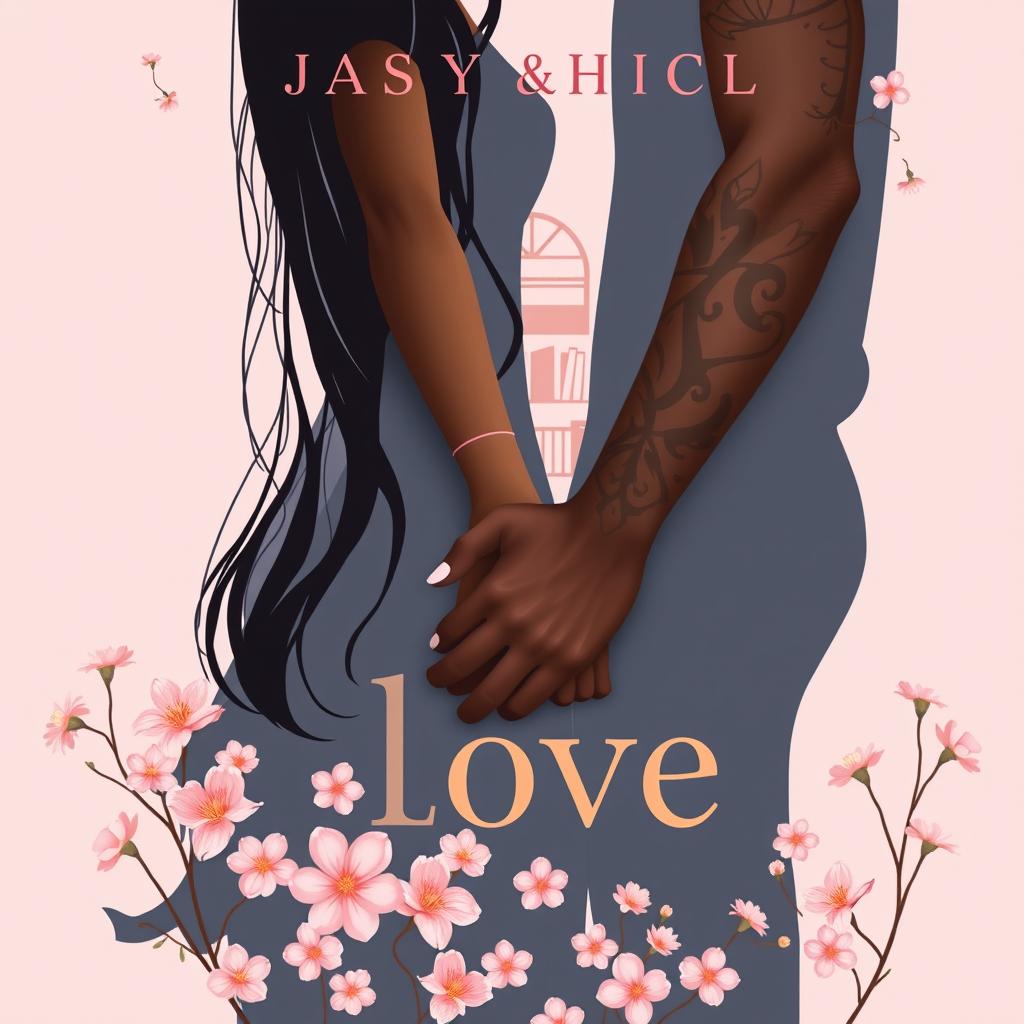 A minimalist and elegant book cover design featuring significant details of love between Jhady and Miguel