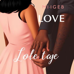 A minimalist and elegant book cover design highlighting the love between Jhady, a woman with long black hair and a warm brown complexion, and Miguel, a dark-skinned architect with visible tattoos on his arm