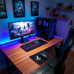 A beautifully designed modern gaming PC setup for a tech enthusiast