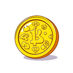 A cartoon-style shiny golden coin icon, featuring playful and exaggerated designs with a bright yellow-golden hue