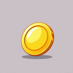 A cartoon-style shiny golden coin icon, featuring a smooth and glossy yellow-golden surface