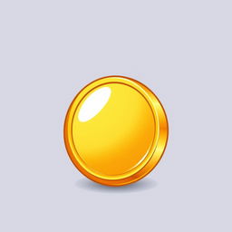 A cartoon-style shiny golden coin icon, featuring a smooth and glossy yellow-golden surface