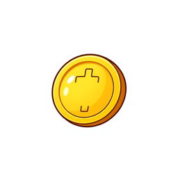 A cartoon-style shiny golden coin icon, featuring a smooth and glossy yellow-golden surface