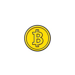 A simple cartoon-style golden coin icon, showcasing a smooth and shiny yellow facade