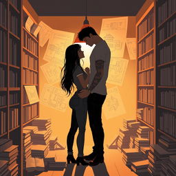 The cover design features the silhouettes of two characters inside a cozy bookstore, illuminated by the soft light of a reading lamp