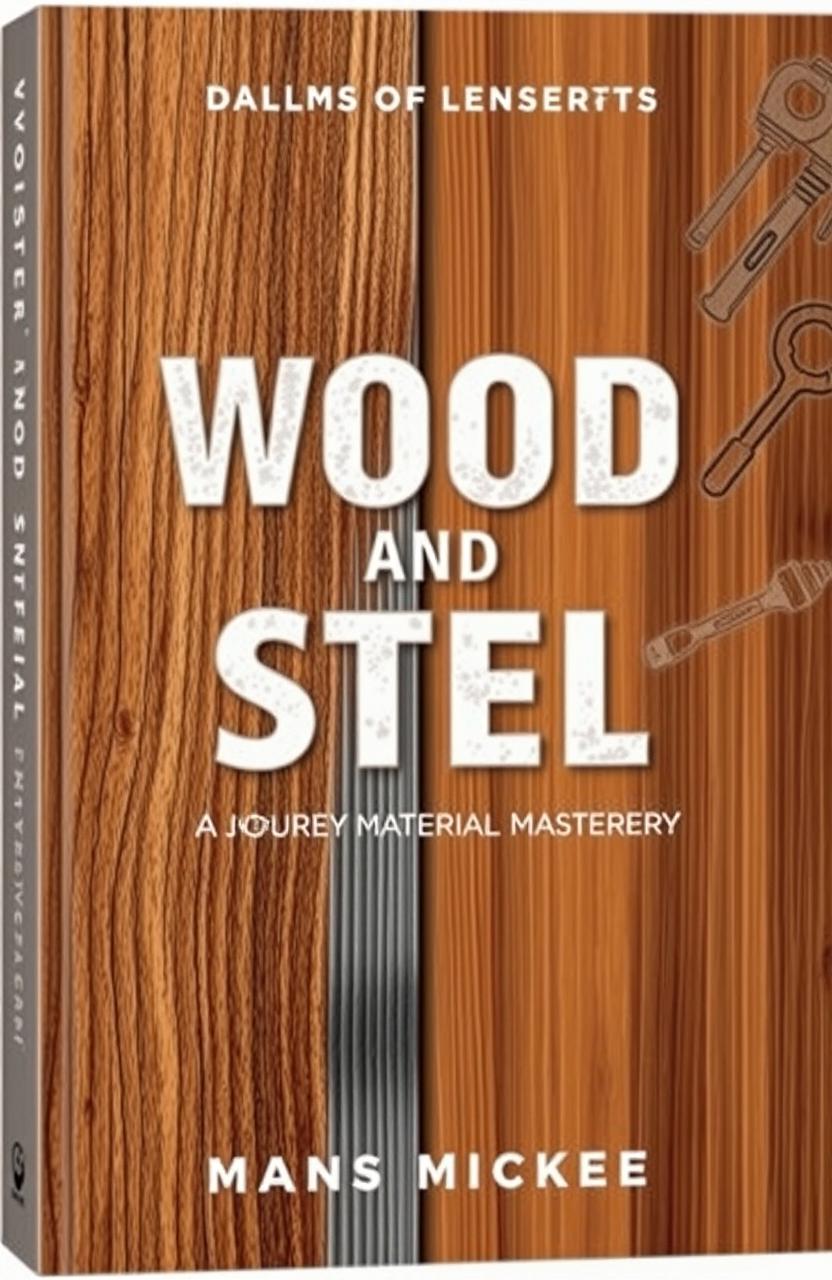 A visually captivating book cover design showcasing the theme of wood and metal