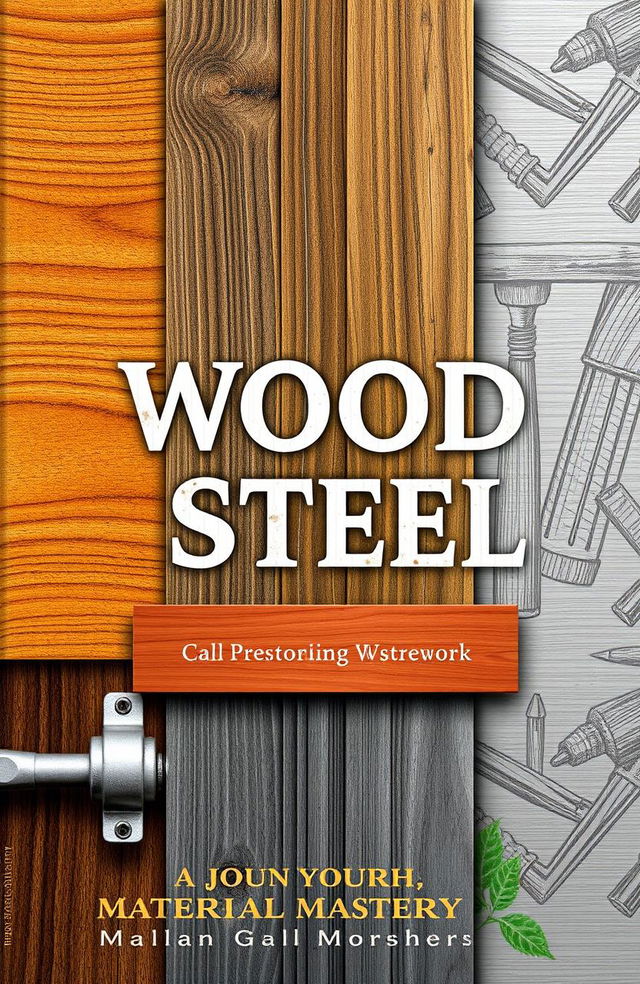 A visually captivating book cover design showcasing the theme of wood and metal